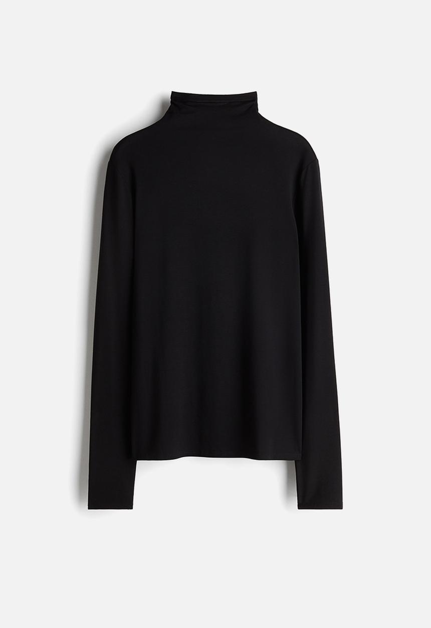 H&M - Lyocell turtleneck top - black