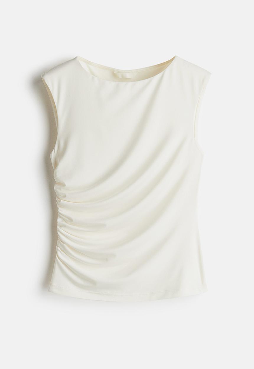 H&M - Draped jersey top - white