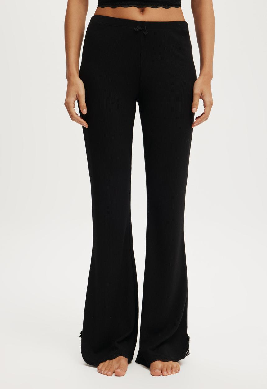 Cotton On - Waffle Lace Flare - Black