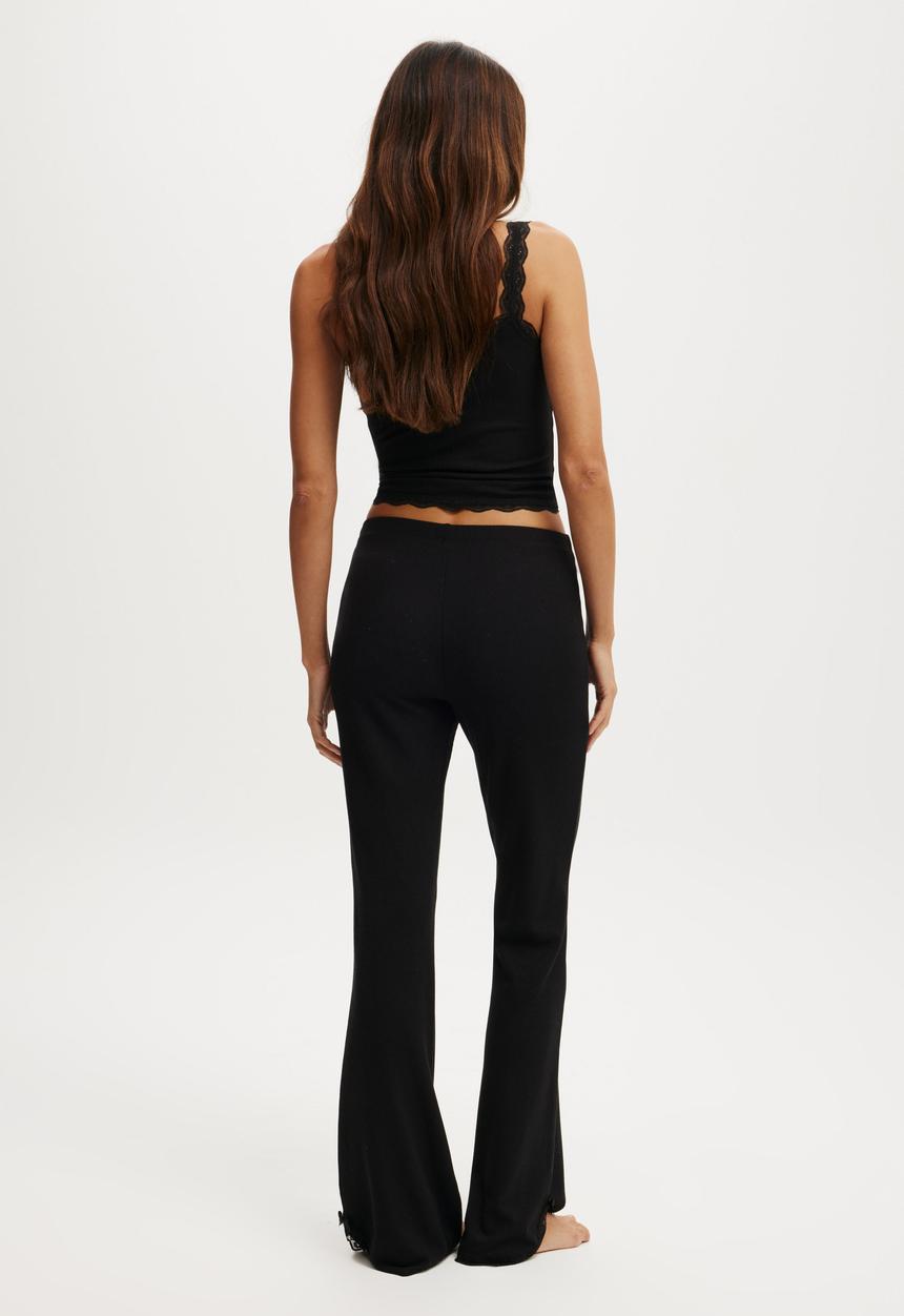 Cotton On - Waffle Lace Flare - Black