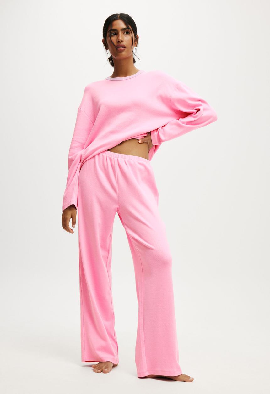 Cotton On - Pointelle Long Sleeve Sleep Set - Pink Dusk
