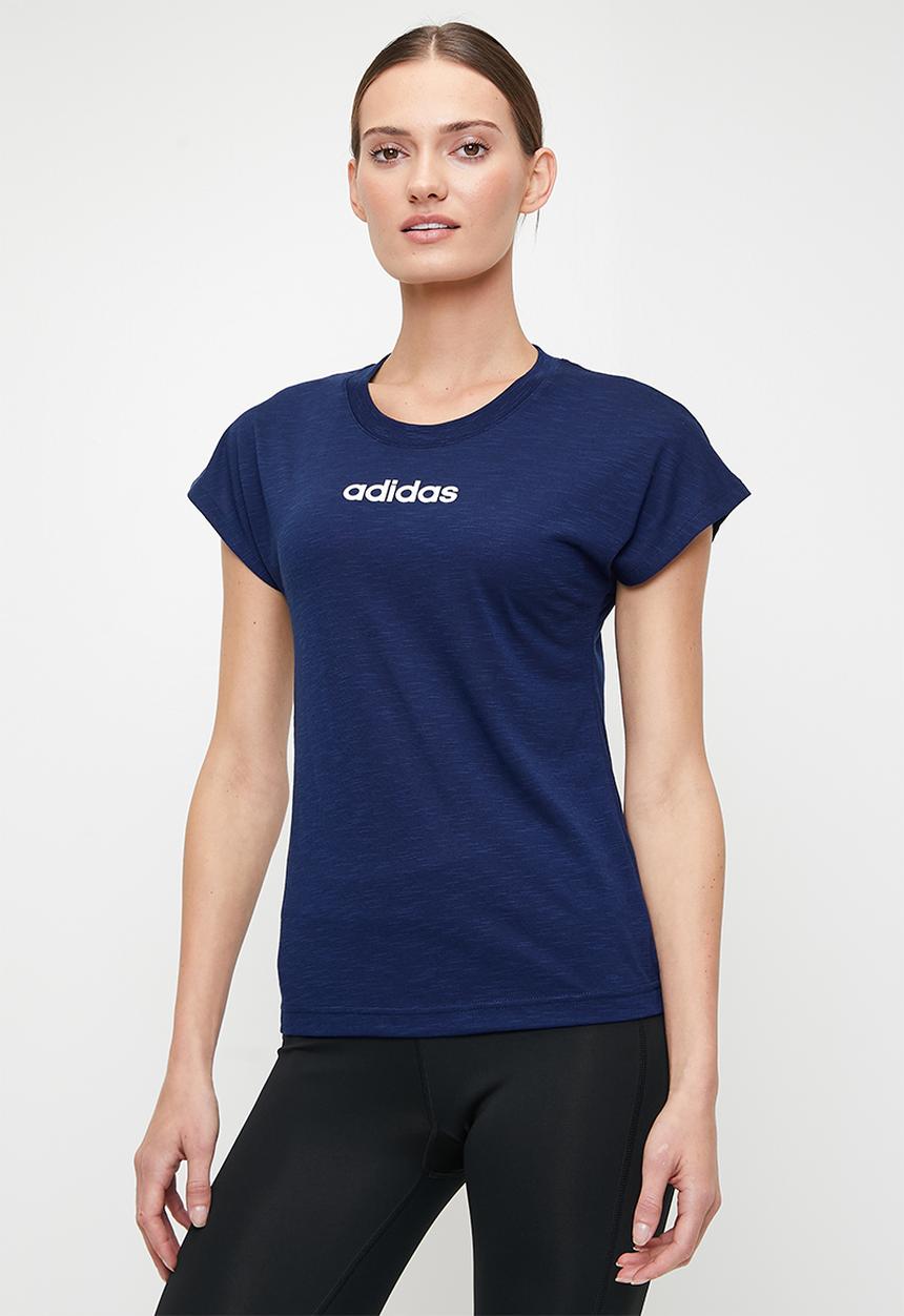 adidas Performance - Linear logo Tee - Dark Blue/White