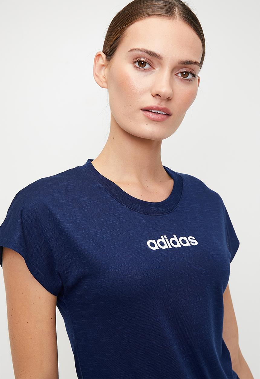 adidas Performance - Linear logo Tee - Dark Blue/White
