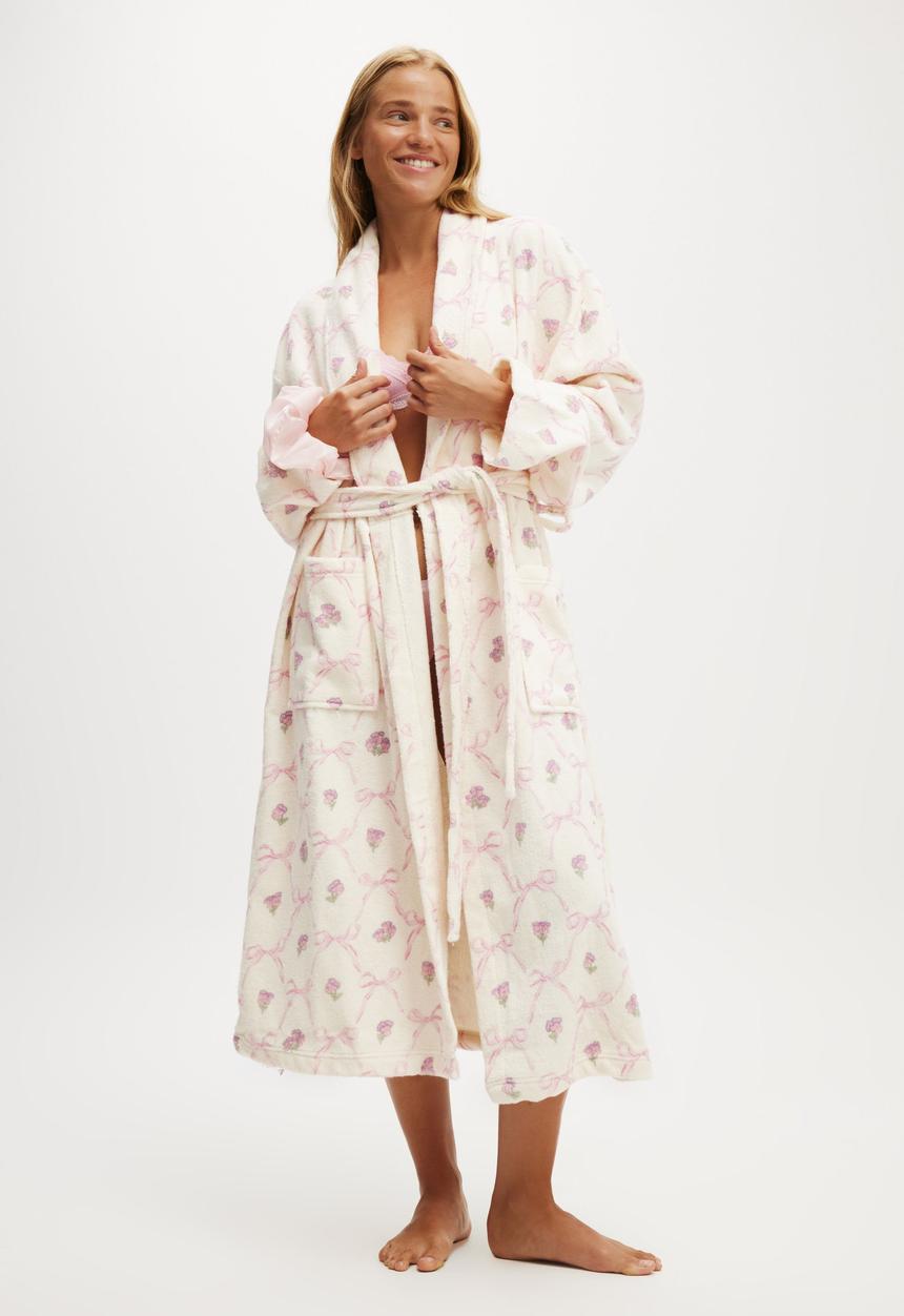 Cotton On - Luxe Terry Robe - Lola Bows Pinks