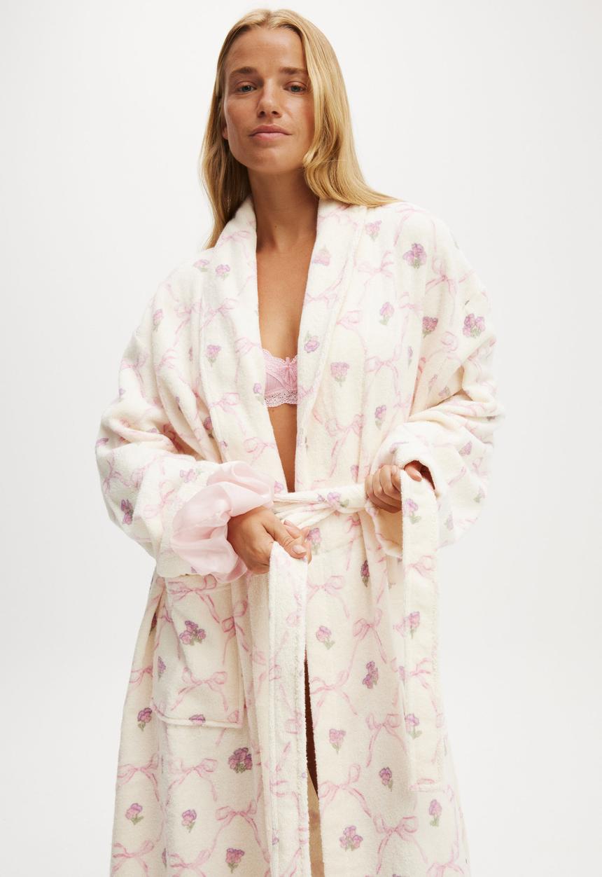 Cotton On - Luxe Terry Robe - Lola Bows Pinks