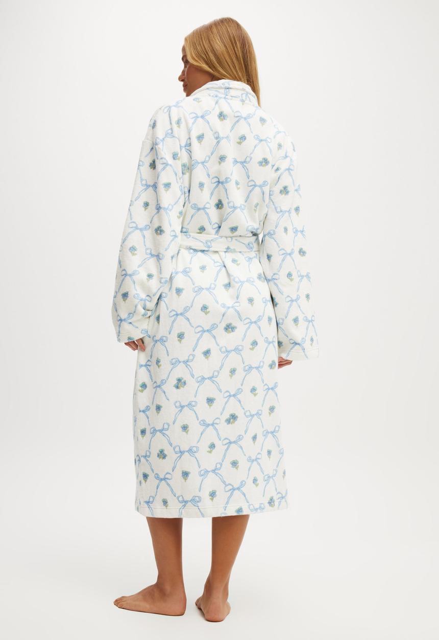 Cotton On - Luxe Terry Robe - Lola Bows Blues