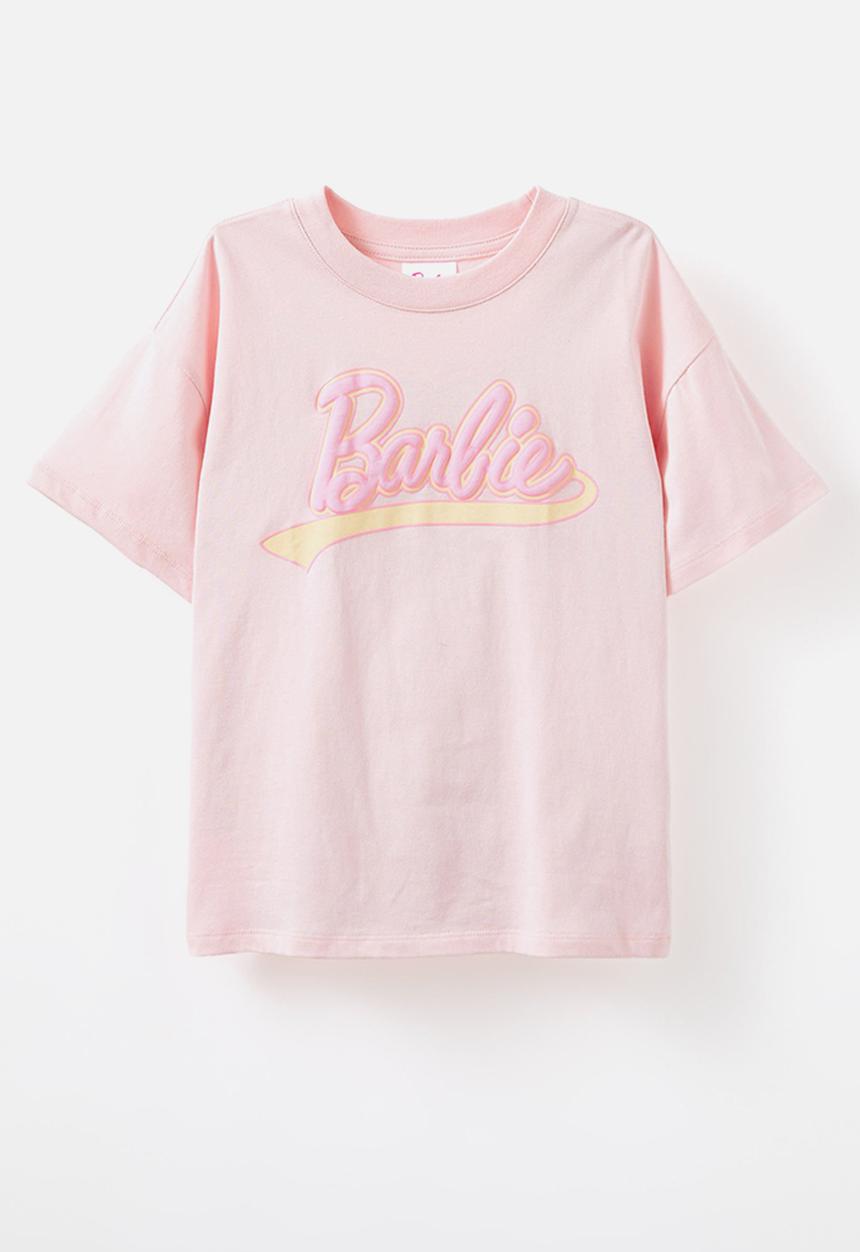 Cotton On - License drop shoulder short sleeve tee - lcn mat barbie/tea party pink
