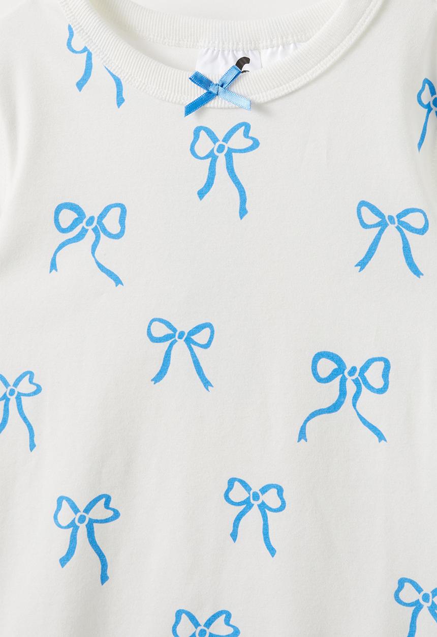 Cotton On - Ava long sleeve pyjama set - vanilla/deep sea blue bows