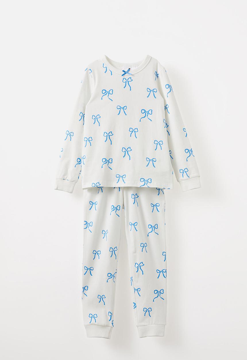 Cotton On - Ava long sleeve pyjama set - vanilla/deep sea blue bows