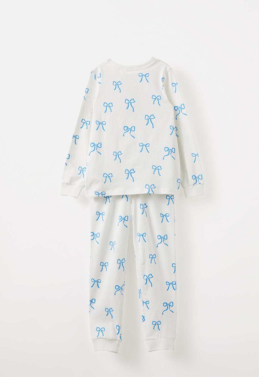 Cotton On - Ava long sleeve pyjama set - vanilla/deep sea blue bows