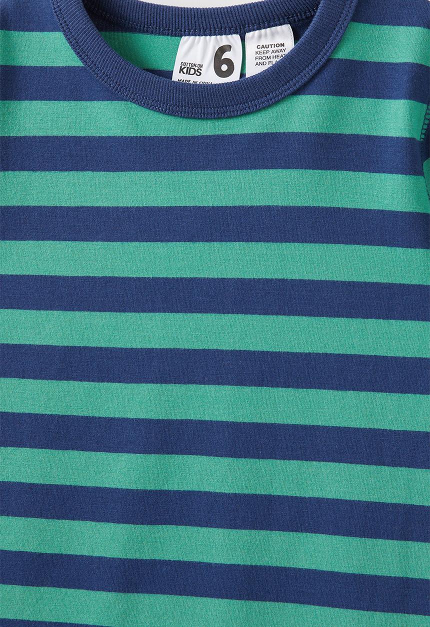 Cotton On - Ace long sleeve pyjama set - asher stripe in the navy/guac