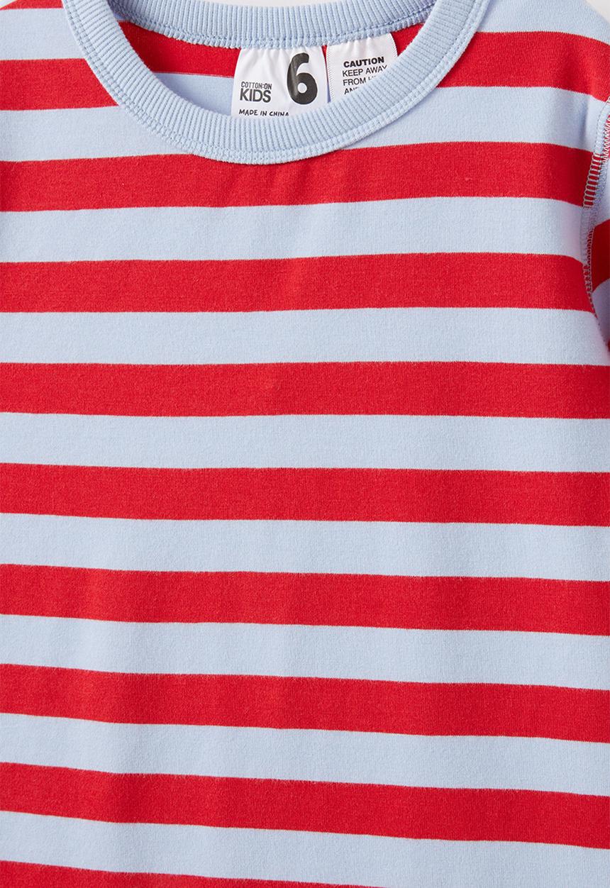 Cotton On - Ace long sleeve pyjama set - asher stripe dawn blue/varsity red