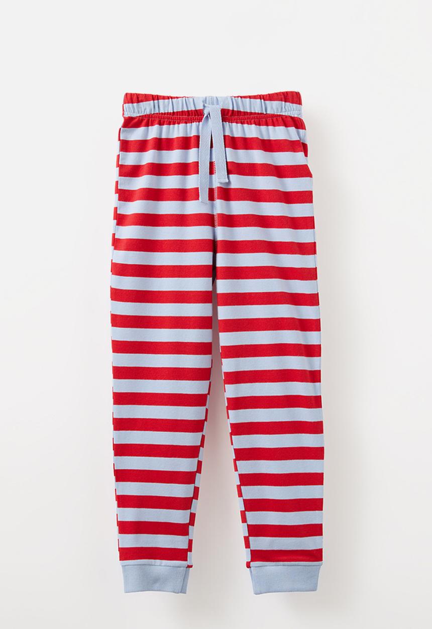 Cotton On - Ace long sleeve pyjama set - asher stripe dawn blue/varsity red
