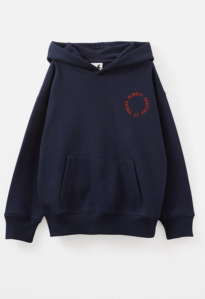 Cotton On - Sammy oversize hoodie - squid ink/super fresh always best