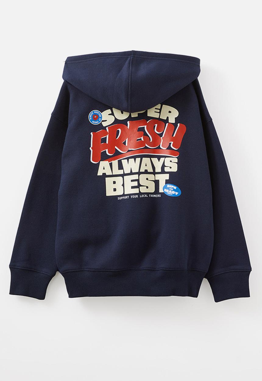 Cotton On - Sammy oversize hoodie - squid ink/super fresh always best