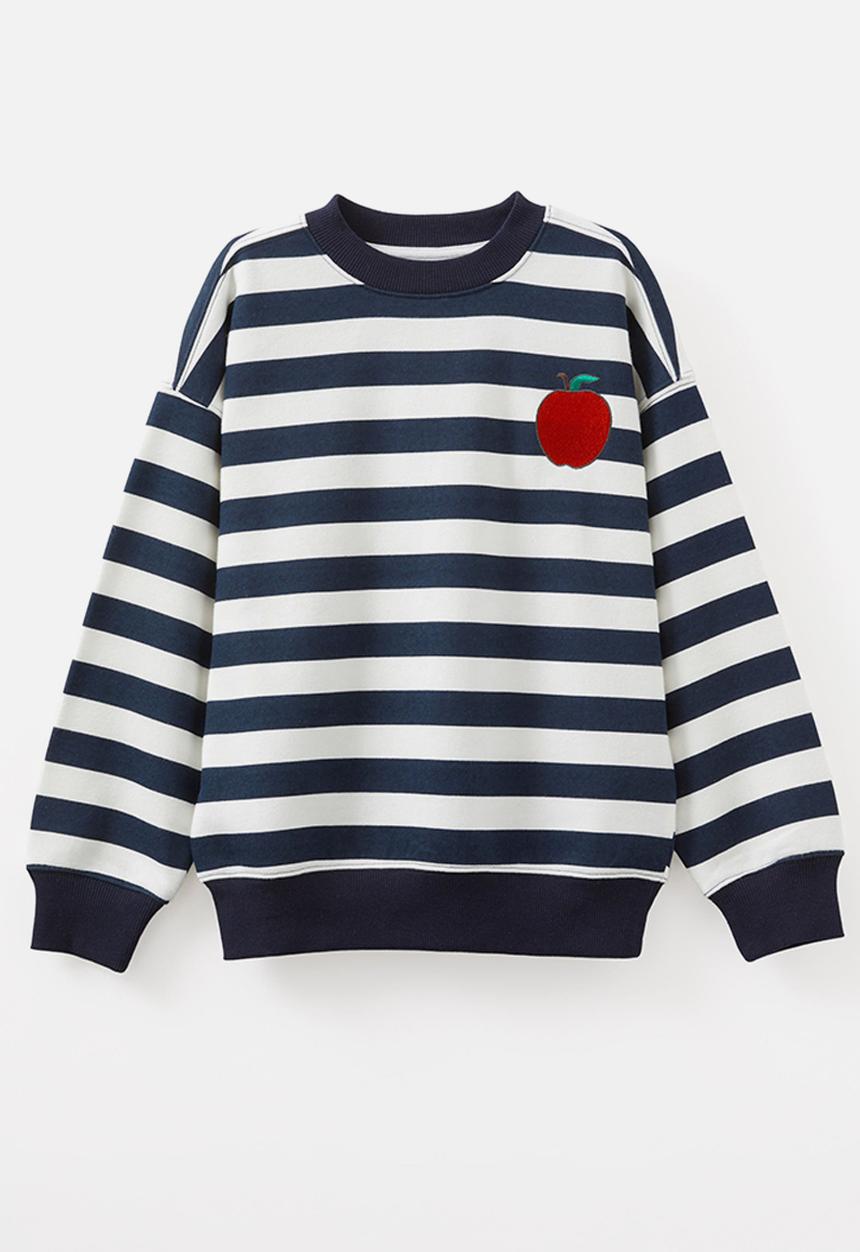 Cotton On - Sammy oversized crew - squid ink/vanilla stripe
