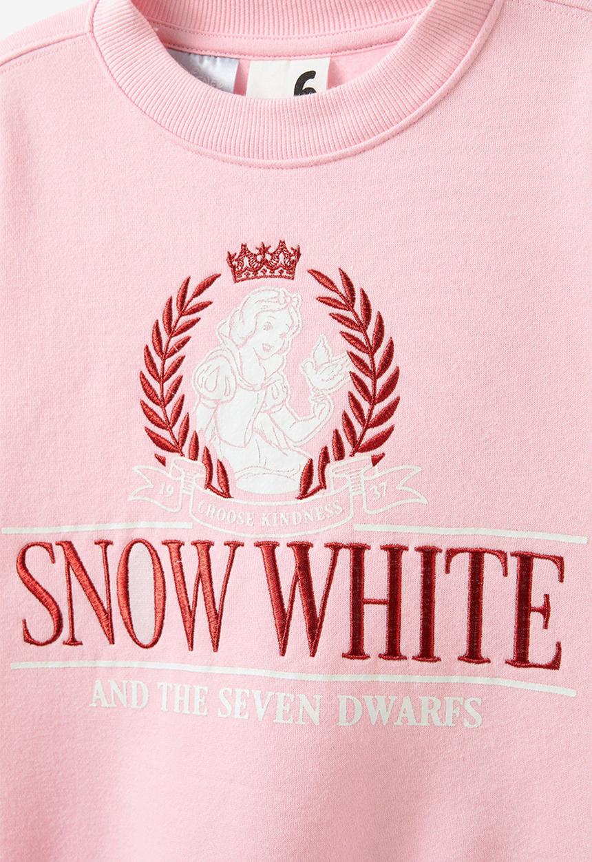 Cotton On - License sammy oversized crew - lcn dis snow white /blush pink
