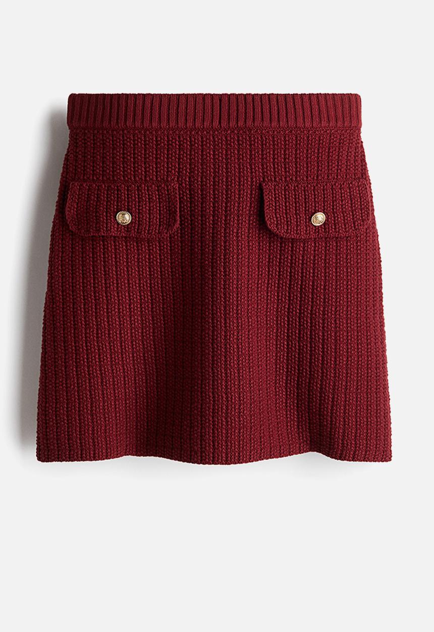 H&M - Moss-knit skirt - dark red