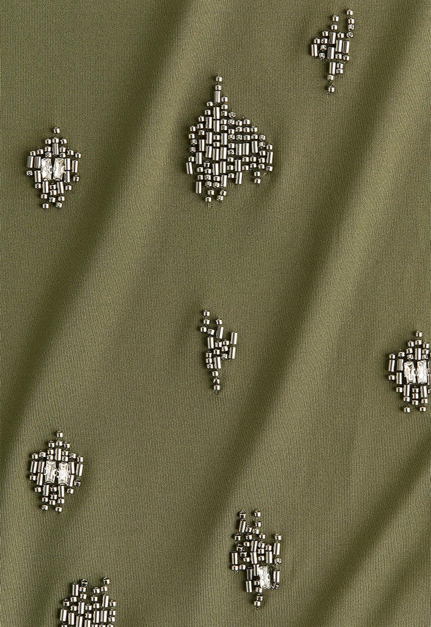 H&M - Bead-embellished top - dark green