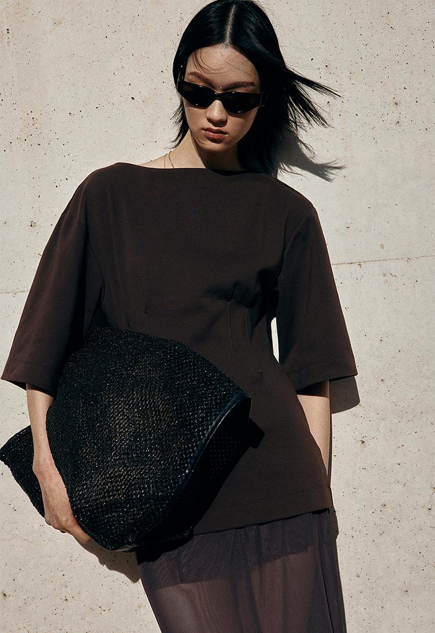 H&M - Waisted T-shirt - dark brown