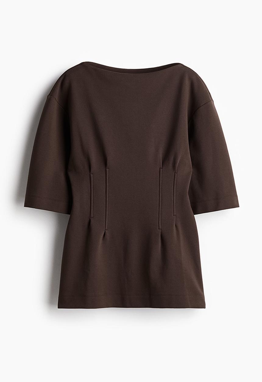 H&M - Waisted T-shirt - dark brown