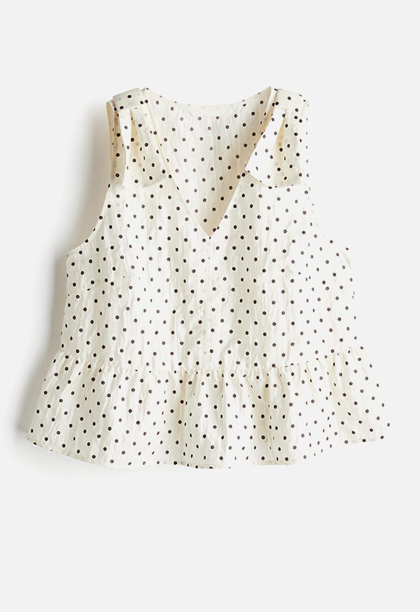 H&M - Peplum top -  white/spotted 
