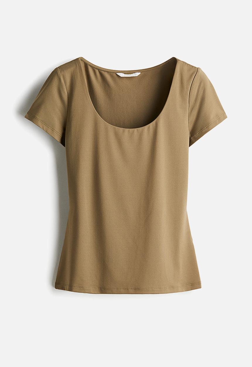 H&M - Scoop-neck top - khaki green