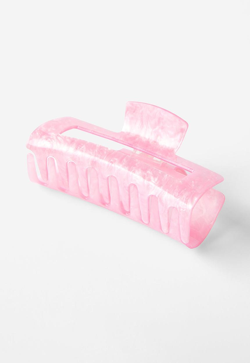 Rubi - Extra large amber hair claw- bright pink marble
