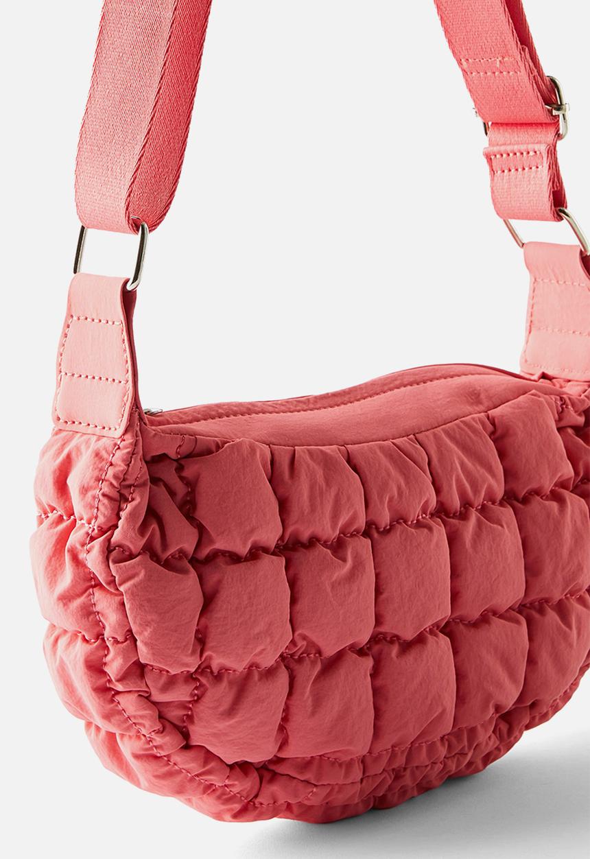 Rubi - Mini bowie crescent bag- nectarine quilted bubble
