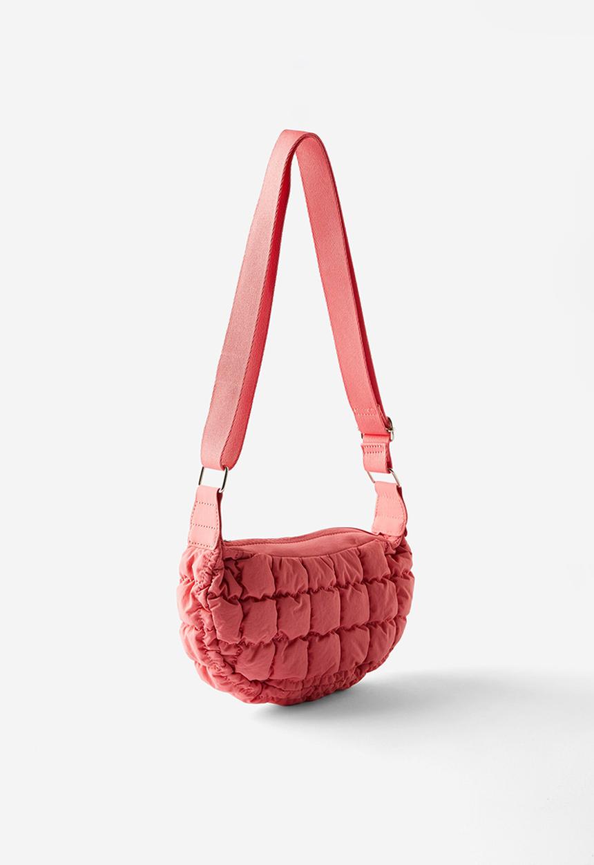 Rubi - Mini bowie crescent bag- nectarine quilted bubble