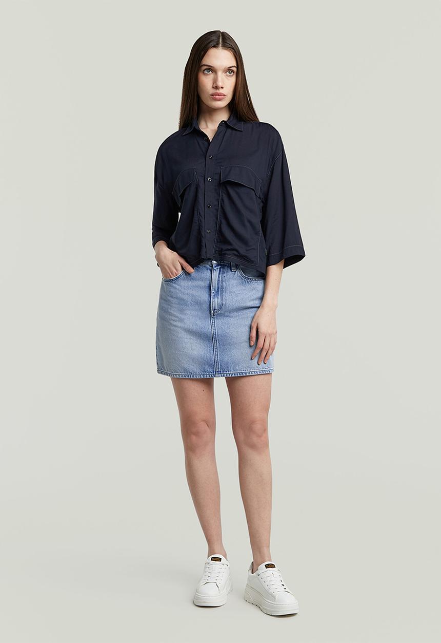 G-STAR - Viktoria Short Skirt Clean Edge Wmn - Sun Faded Blue Cape