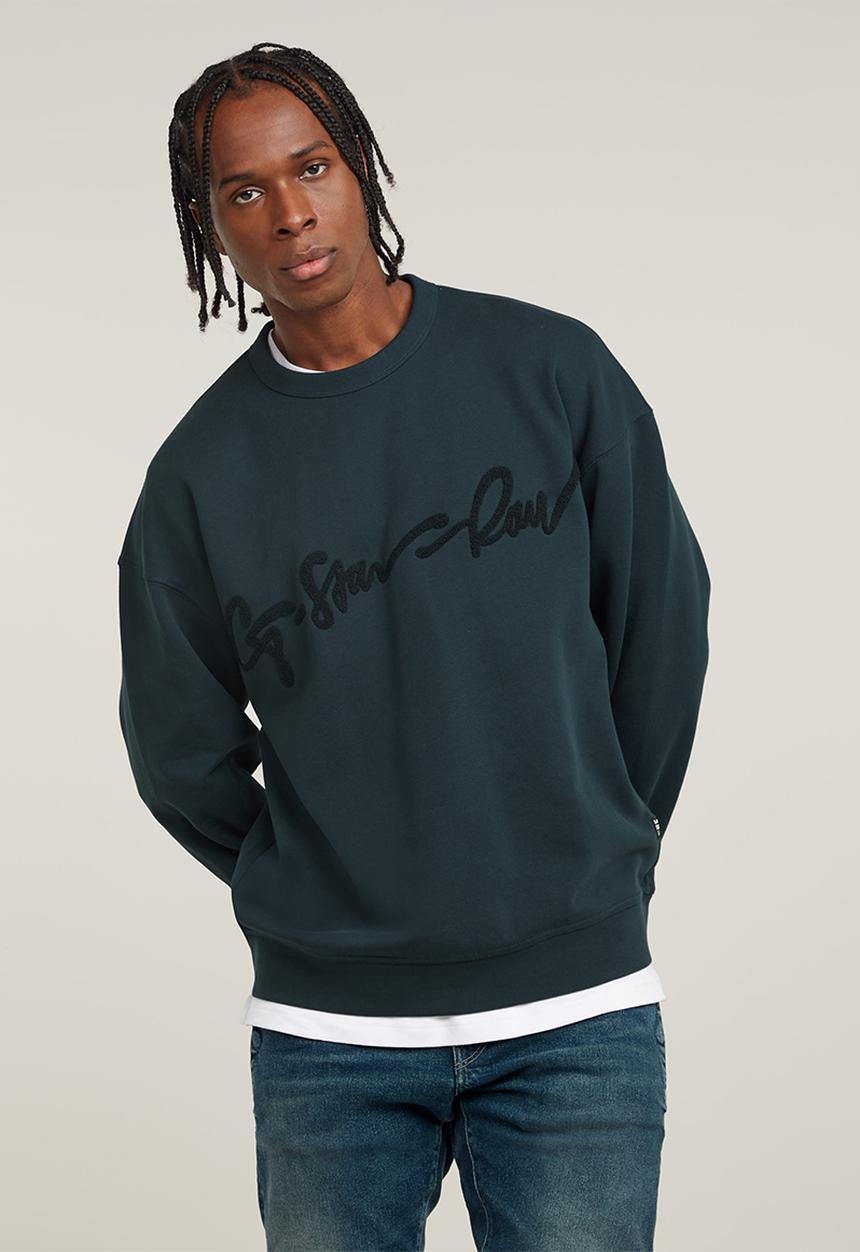G-STAR - Chenille G-script loose r sw - legion blue