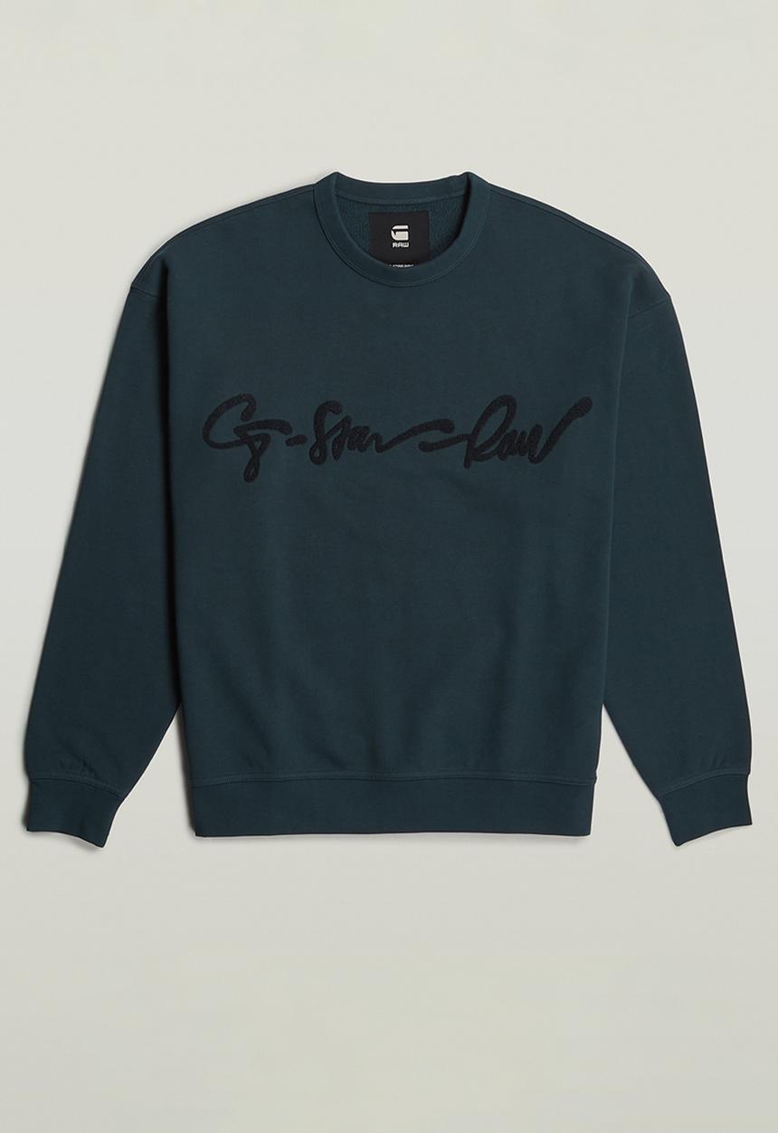 G-STAR - Chenille G-script loose r sw - legion blue