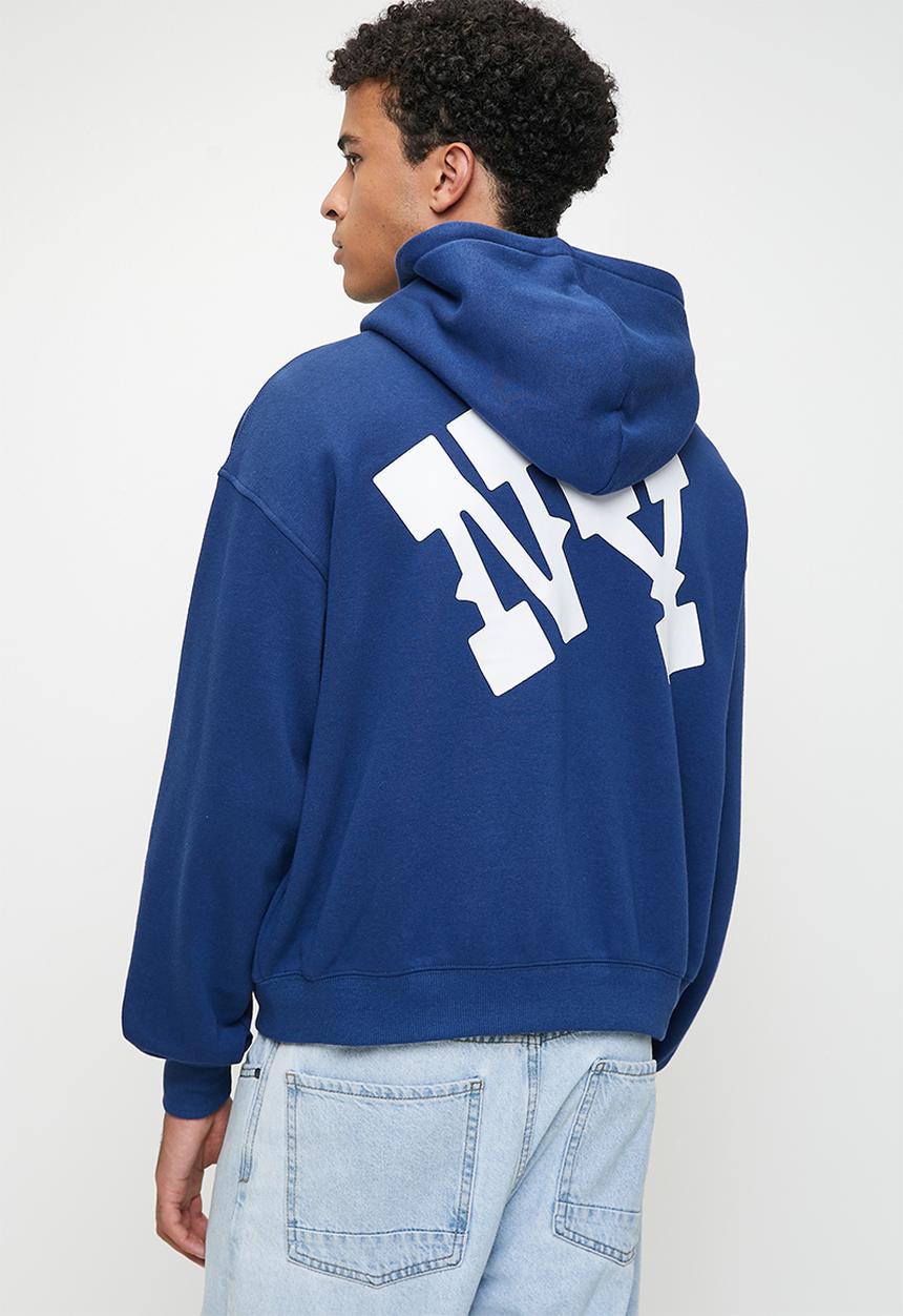Box Fit Graphic Zip Up Hoodie - Limoges Blue/Ny Letter