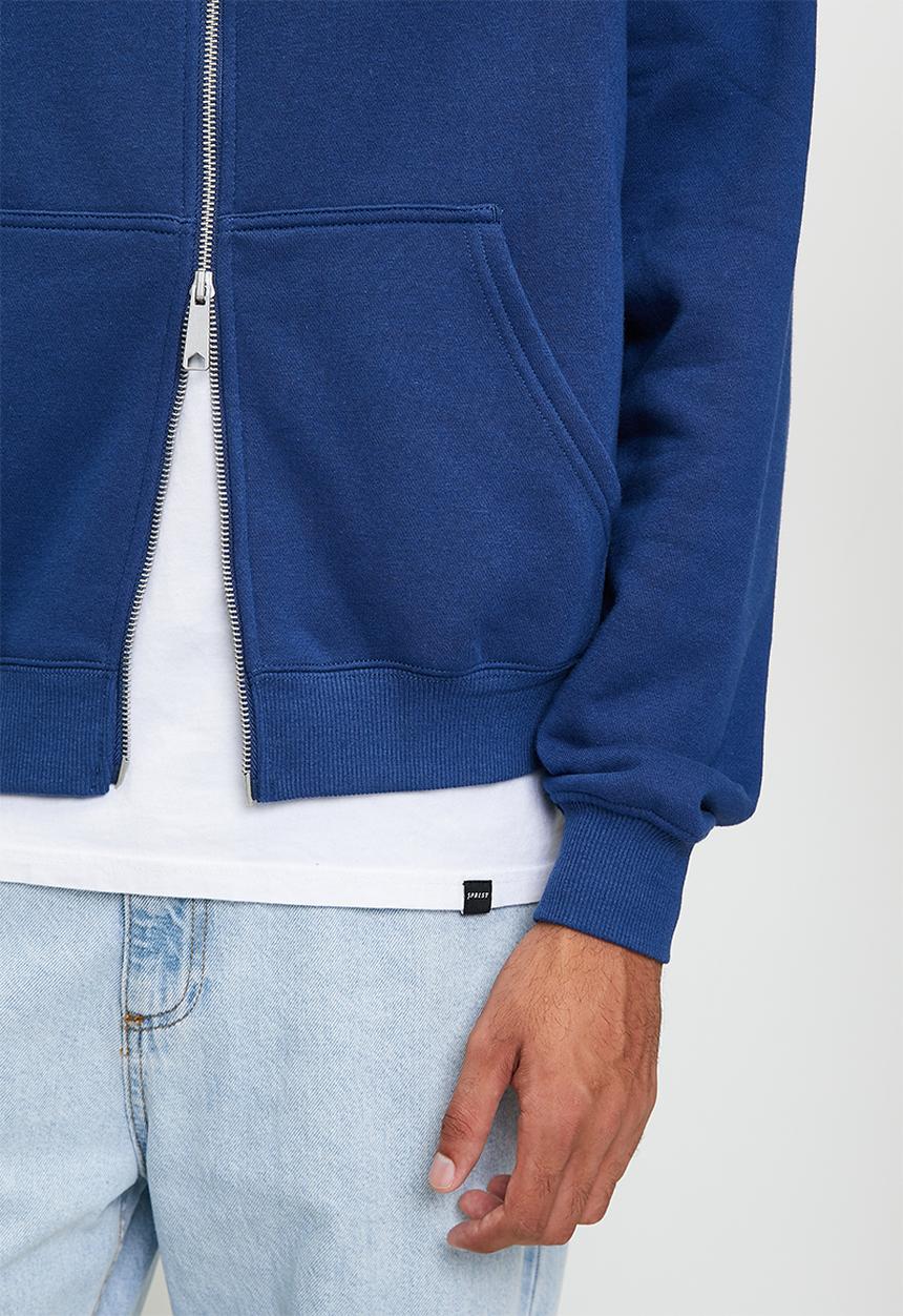 Cotton On - Box Fit Graphic Zip Up Hoodie - Limoges Blue/Ny Letter
