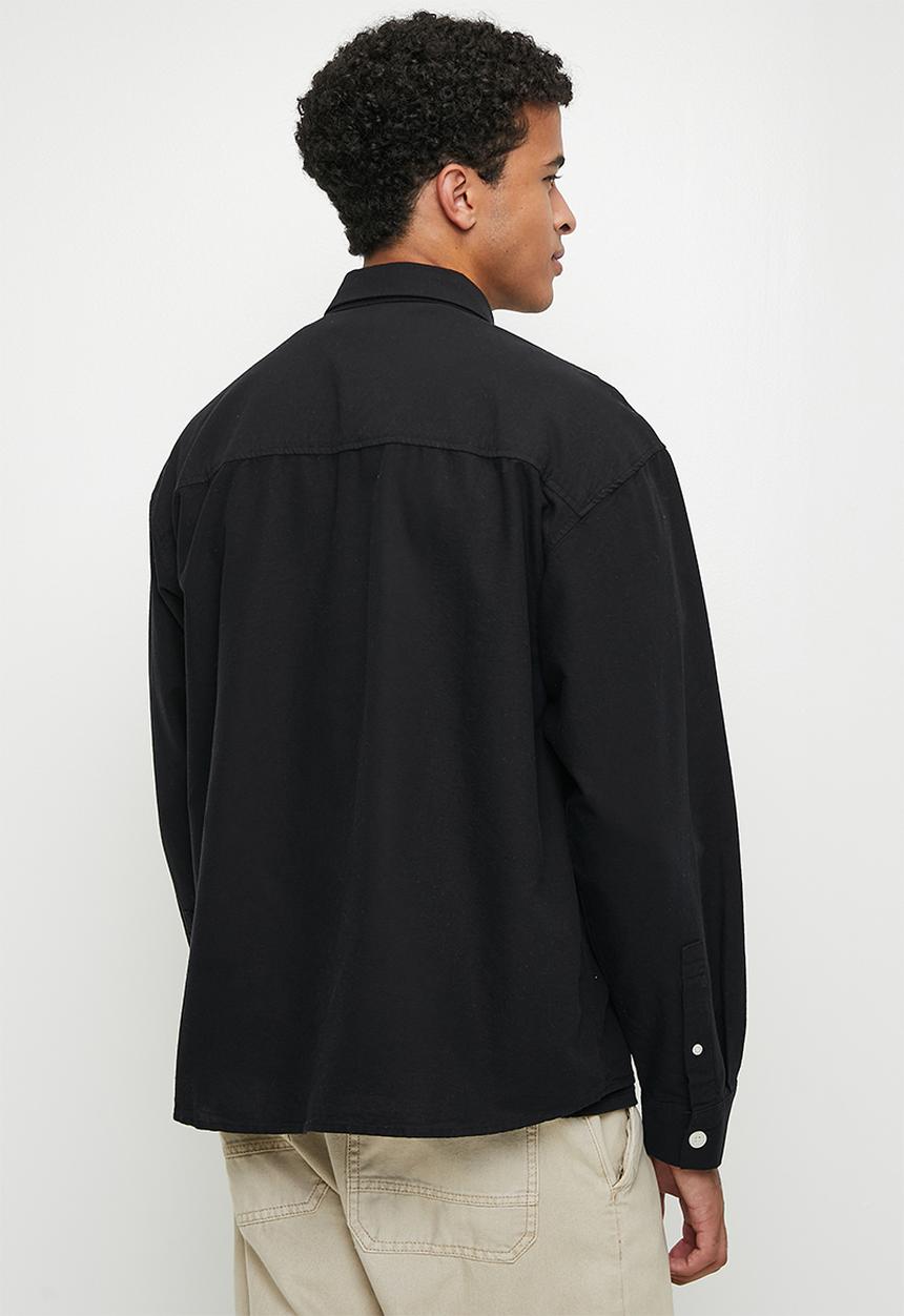 Cotton On - Bedford Long Sleeve Shirt - Black Emb