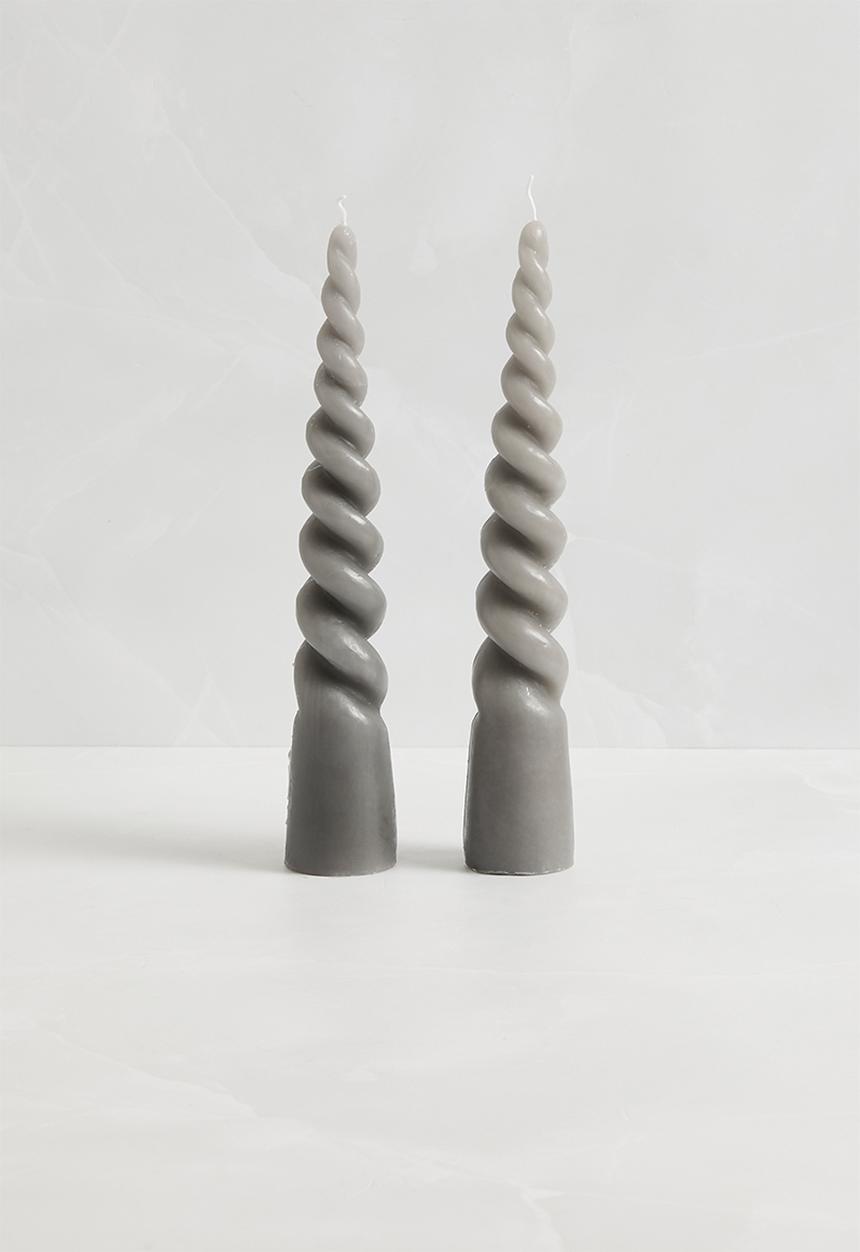 Sixth Floor - Set 2 Twisted Cone Candle - Grey