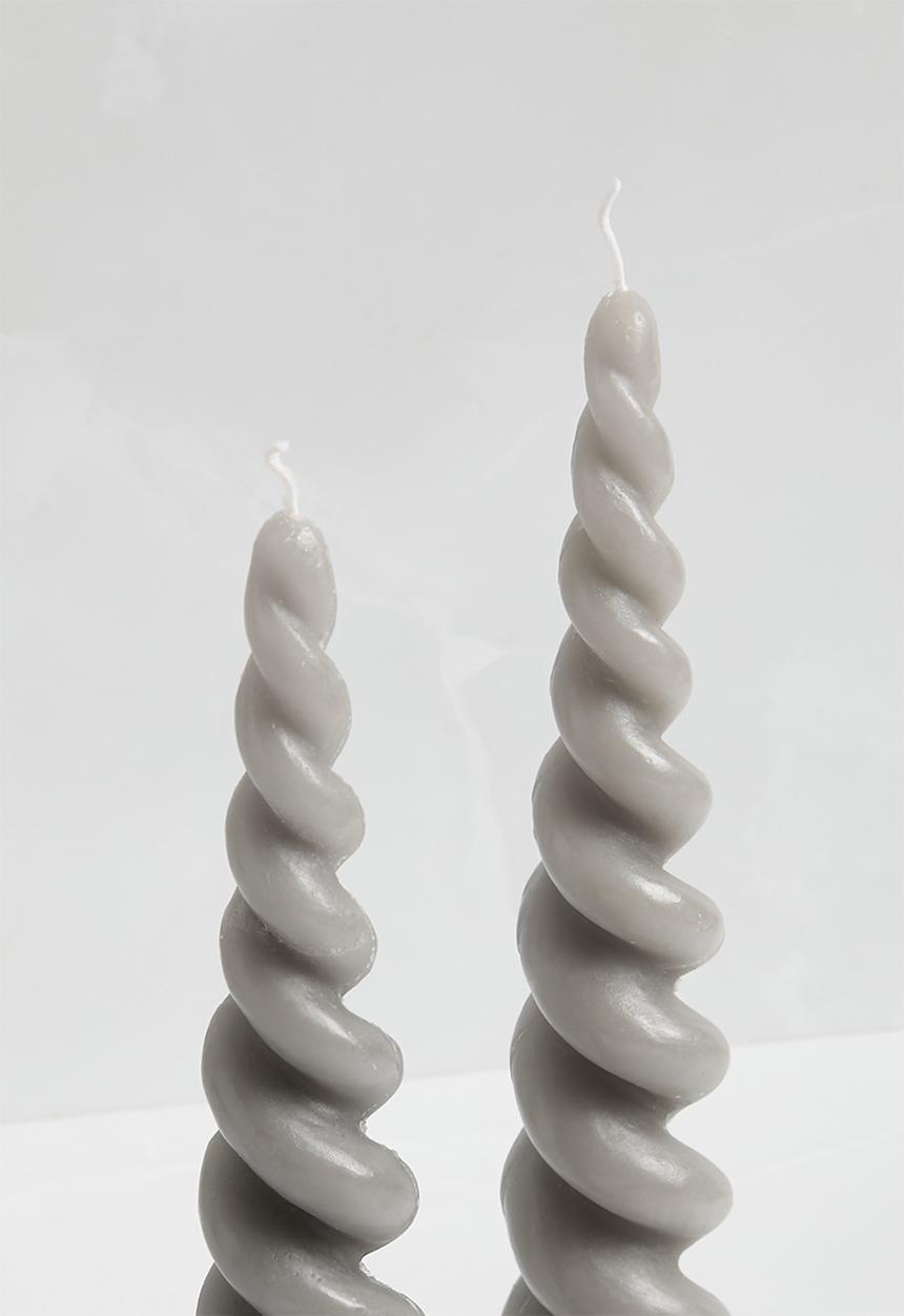 Sixth Floor - Set 2 Twisted Cone Candle - Grey
