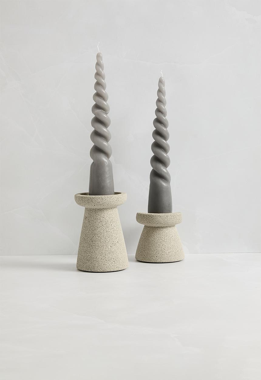 Sixth Floor - Set 2 Twisted Cone Candle - Grey