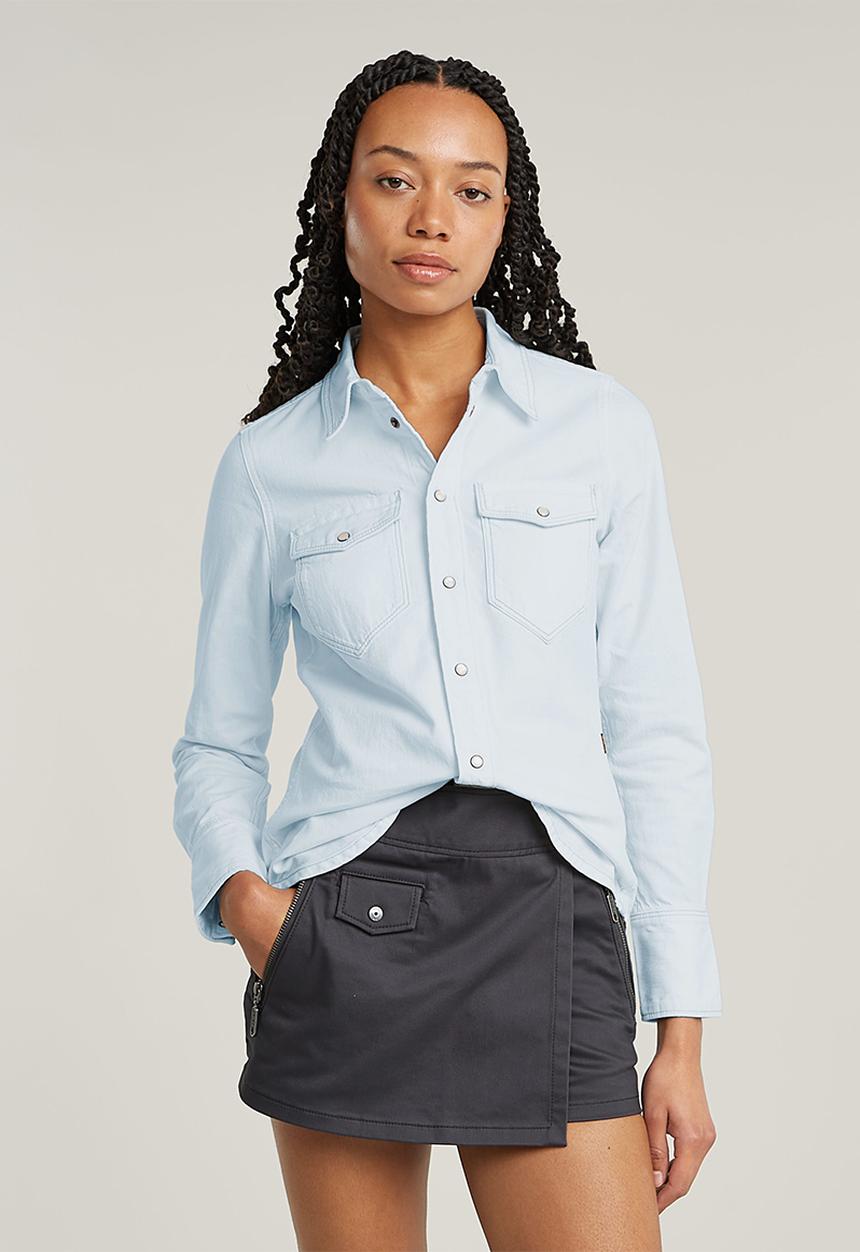 G-STAR - Slim Western Shirt l\s \Wmn - Beached Faded Seasalt