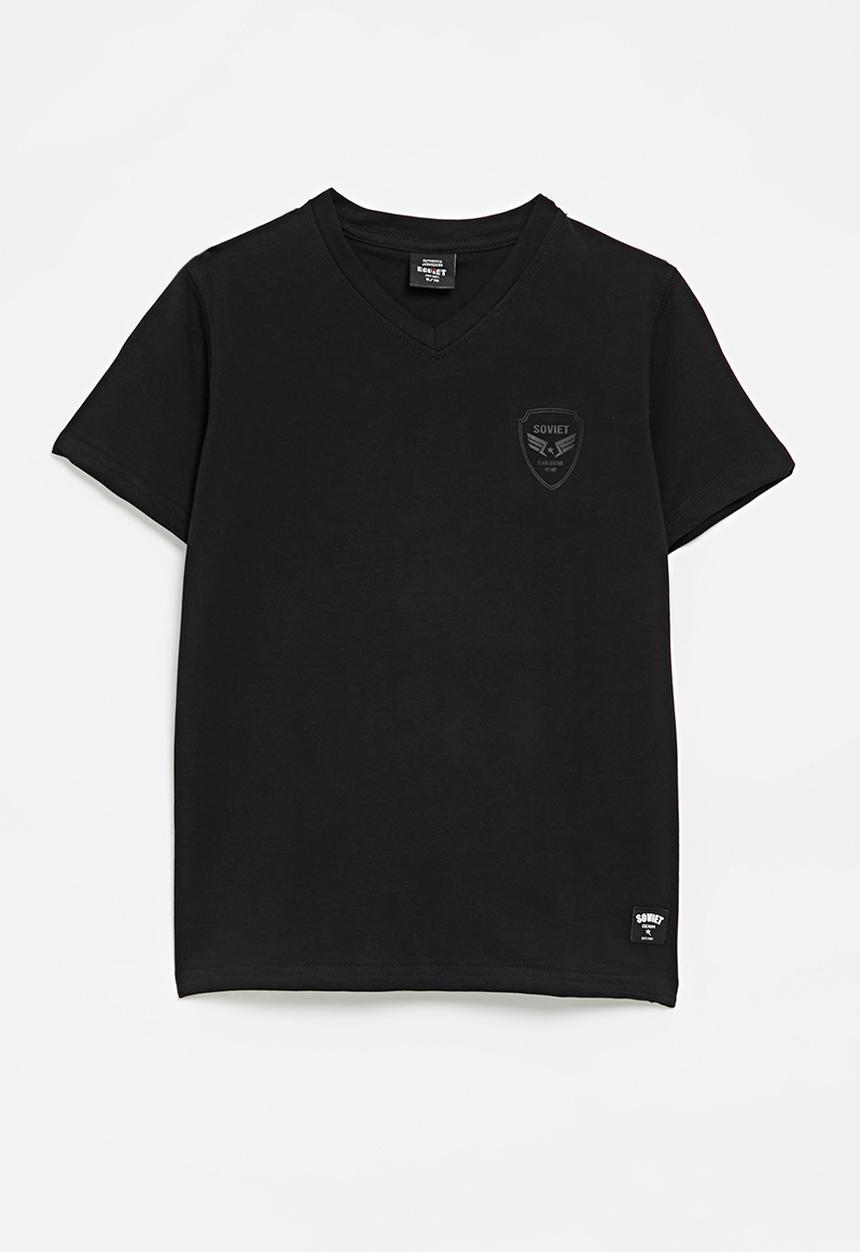 SOVIET - Boys Short Sleeve V-Neck Tee - Black
