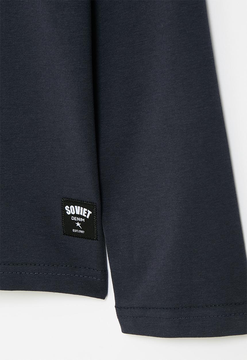 SOVIET - Boys Long Sleeve V-Neck Tee - Navy