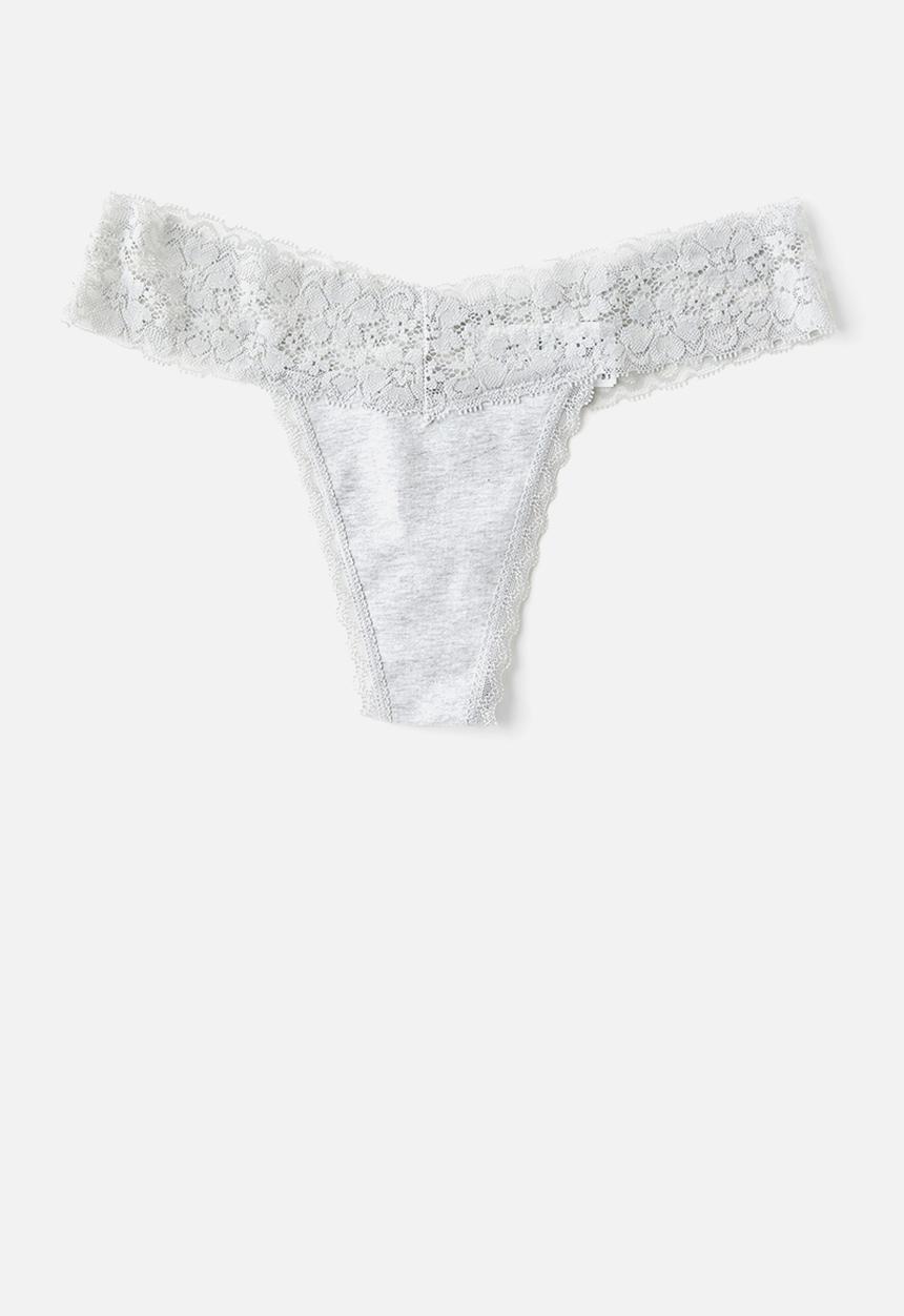 Cotton On - Everyday Lace Comfy G String 2Pk - Black/Grey Marle
