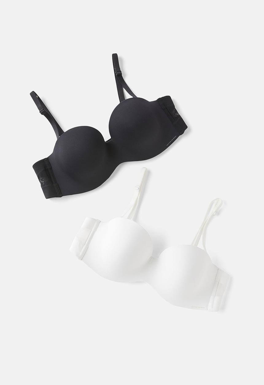 Cotton On - Everyday Strapless Lightly Lined T-Shirt Bra 2Pk - Black/Cream