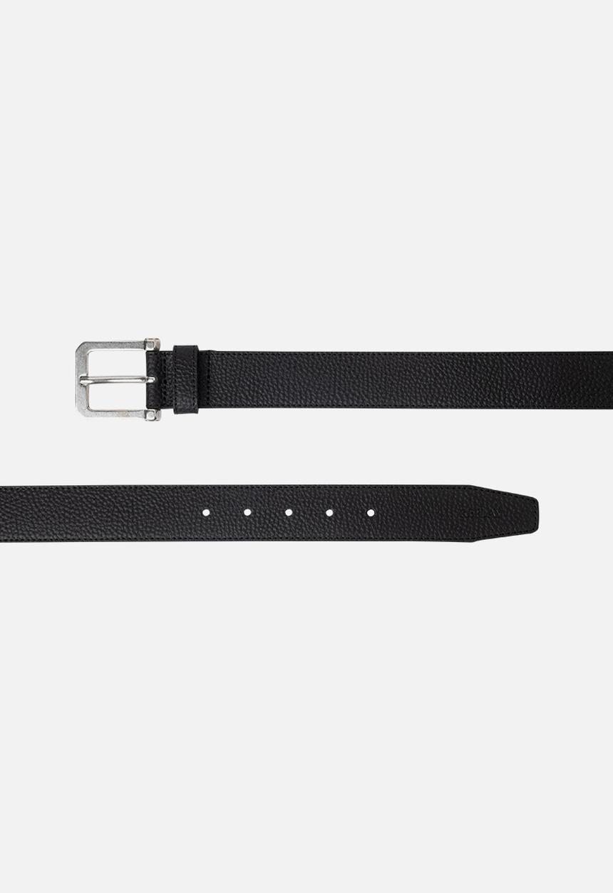 Replay - Split Hammered Leather Belt - Black