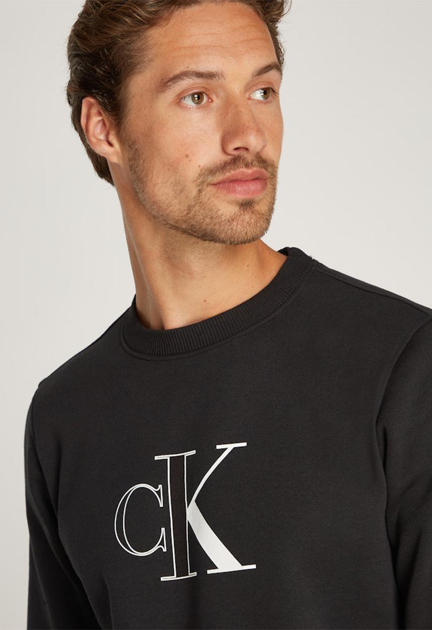 Calvin Klein - Outline Monologo Crew Neck - Ck Black