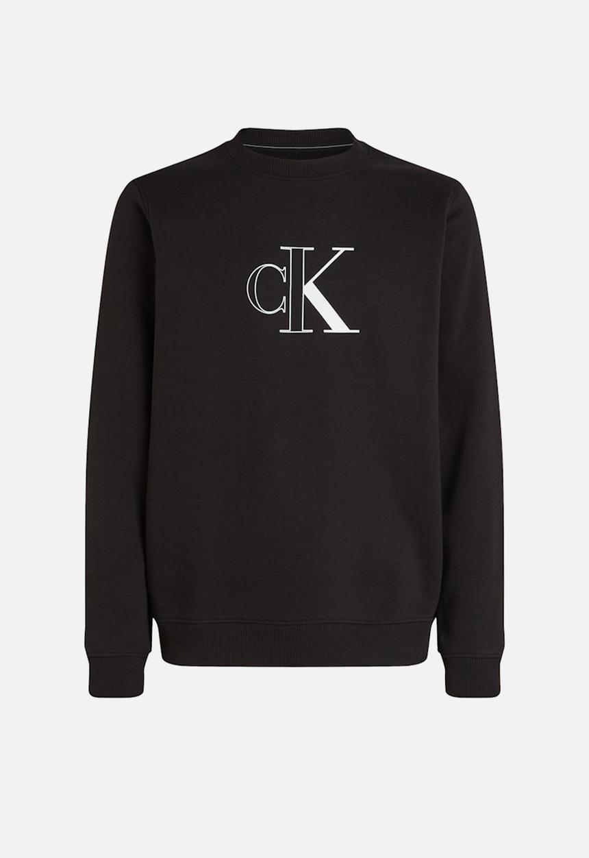Calvin Klein - Outline Monologo Crew Neck - Ck Black