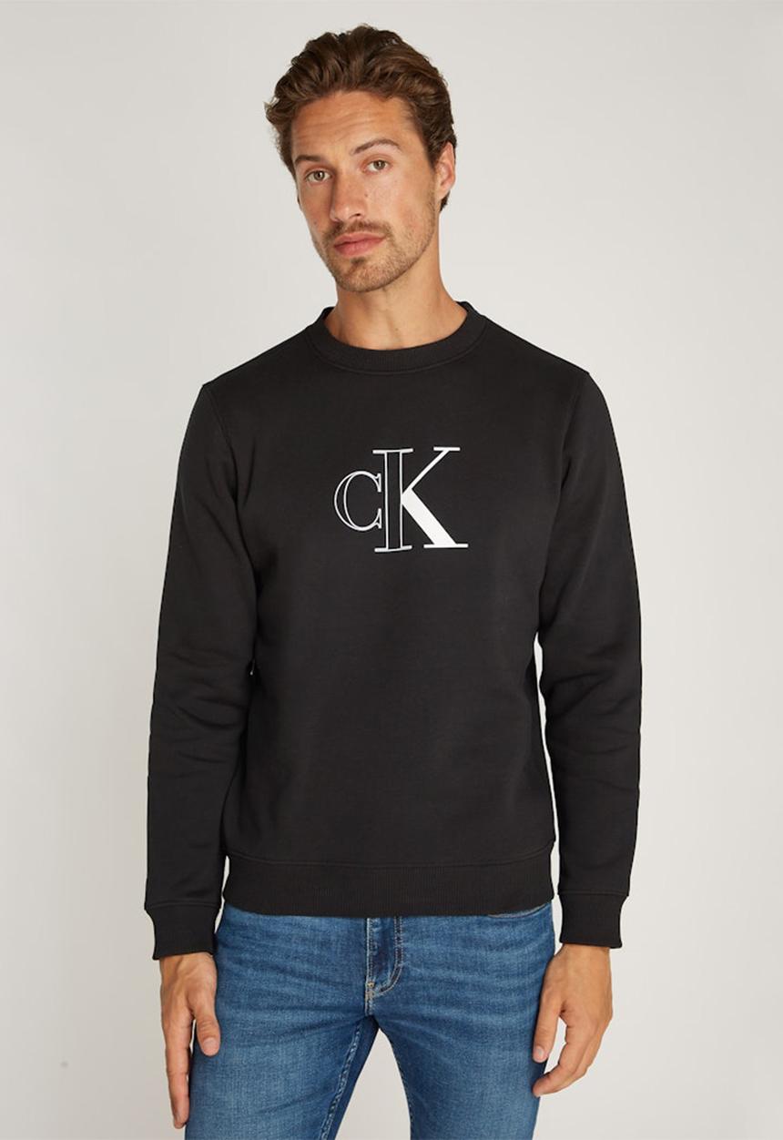 Calvin Klein - Outline Monologo Crew Neck - Ck Black