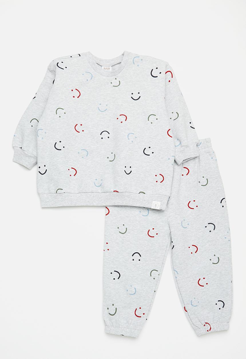 Cotton On - Bundle riley sweater & trackpant - cloud marle/smile ydg