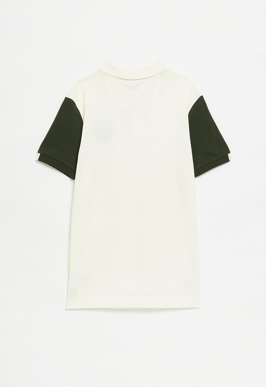 POLO - Boys dylan colour blocked short sleeve golfer - off white